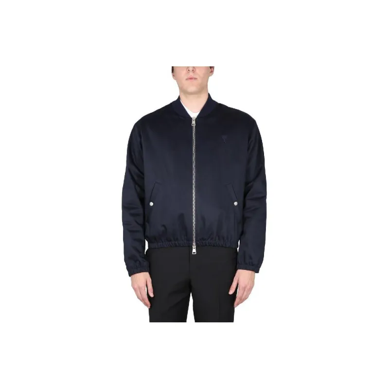 Ami Compact Satin Zipped Bomber-0