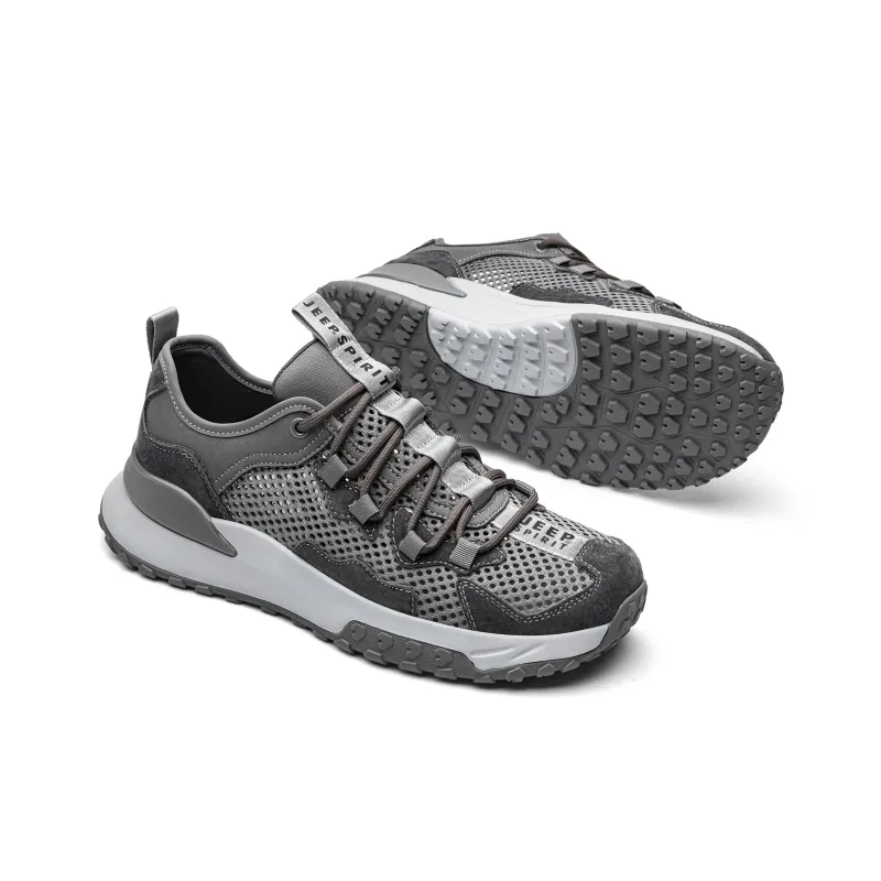 JEEP SPIRIT Slip Resistant, Breathable, Lightweight, Odor Resistant Low Top Hiking Shoes Men's Climbing Gray-4