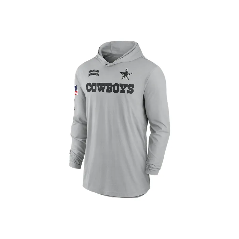 Nike Dallas Cowboys Salute To Service Edge Mascot Lockup Men's Nike Dri FIT Nfl Long Sleeve Hooded Top-0
