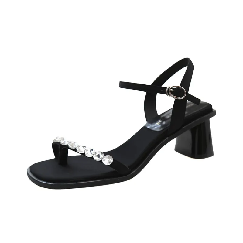 NTOZE One Strap Sandals Women's Black-0