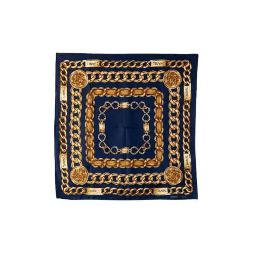 CHANEL 20th Century Interlocking Cc Logo Silk Scarf Scarves