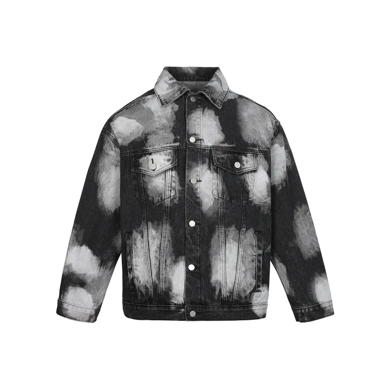 A11SLAVE Loose Fit Denim Jacket Unisex Black Gray Color-0