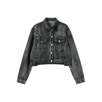 ETERNITY ITA Loose Fit Denim Jacket Unisex Black Gray Color