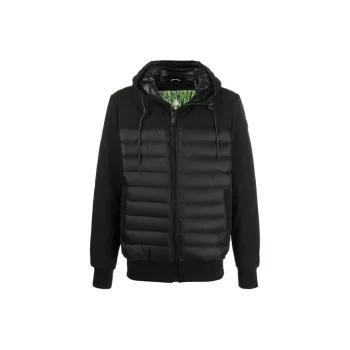 Moose Knuckles Solid Color Hooded Down Jacket Men's Black