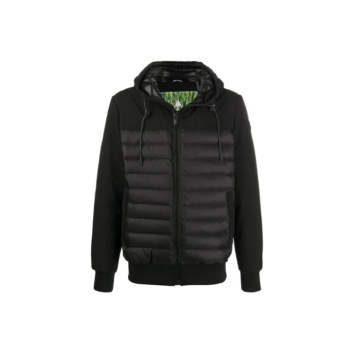 Moose Knuckles Solid Color Hooded Down Jacket Men's Black-0