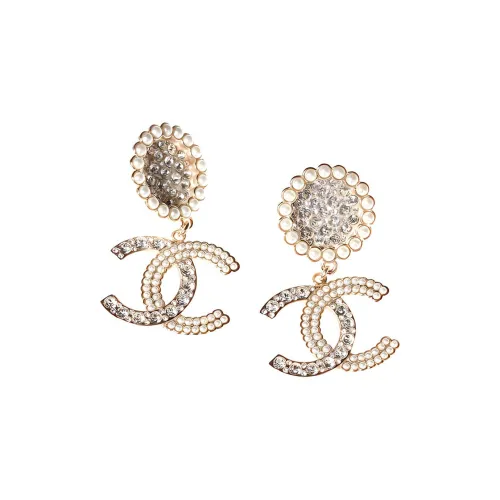 CHANEL Metal And Strass Earrings Glass Pearls