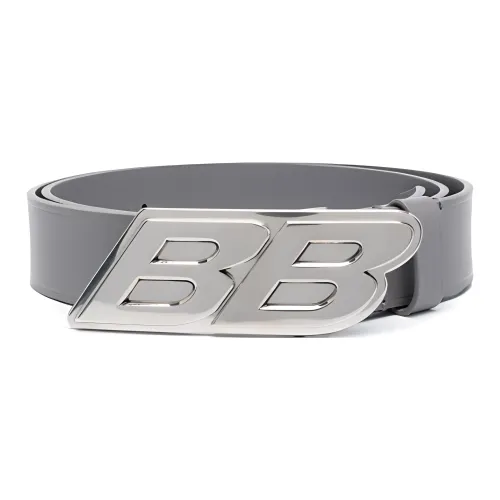 Balenciaga Double B Letter Logo Fashion Versatile Hook Leather Belts Men's Gray Width 3.5cm