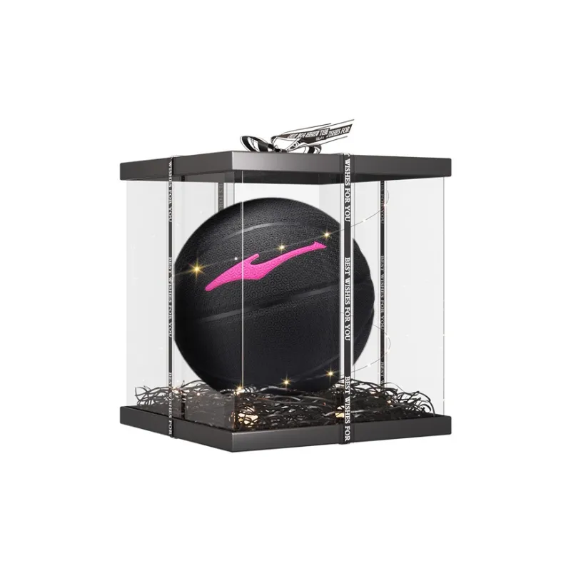 Erke Hexagonal Warriors PU Basketball Pink Black Size 7 Ball Training Competition Unisex-6
