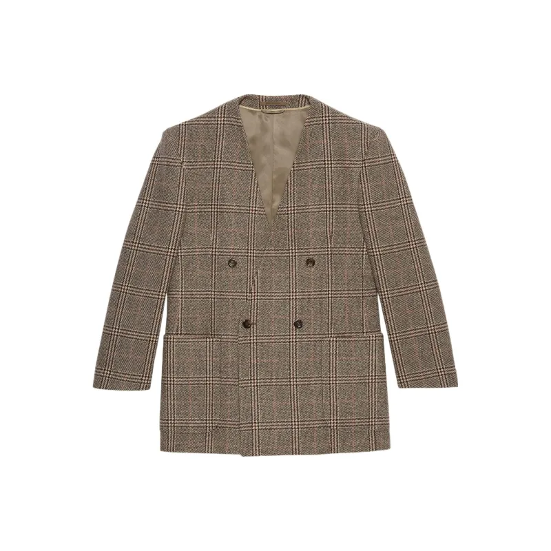 GUCCI Checked Double-Breasted Jacket-0