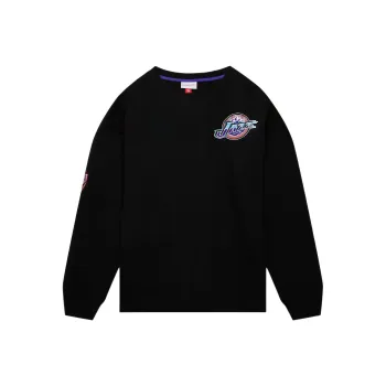 Mitchell & Ness x NBA Utah Jazz Team First Satin Fleece Pullover Sweatshirt Men's Black
