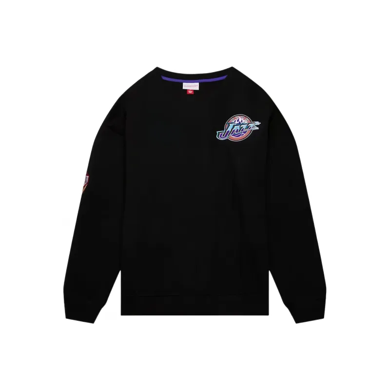 Mitchell & Ness x NBA Utah Jazz Team First Satin Fleece Pullover Sweatshirt Men's Black-0