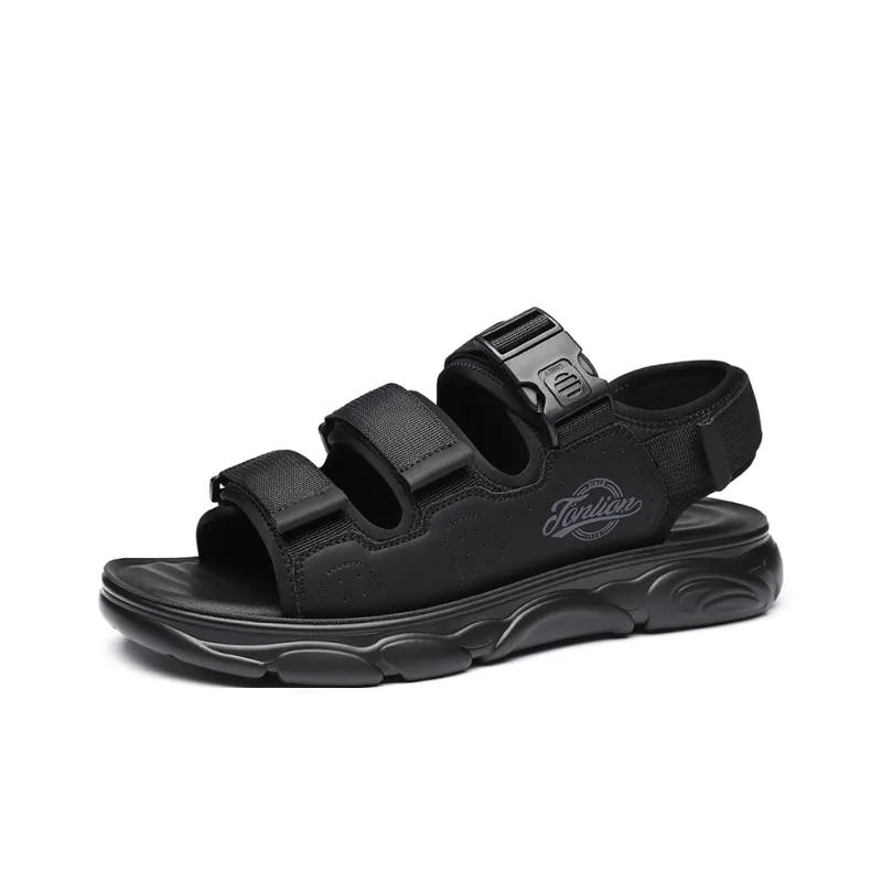 Tonlion Beach Sandals Men Black/Green/Sand-0