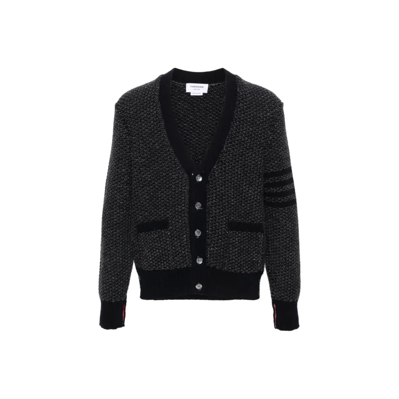 THOM BROWNE 4 Bar Textured knit Cardigan-0