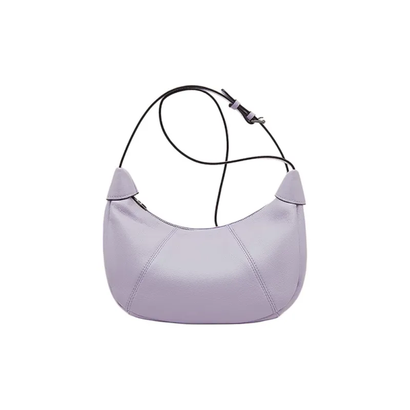 Old Man's Head Top Grain Cow Leather Crossbody Bag, Shoulder Bag Women's Black/White/Elephant Gray/Purple-11