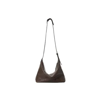 Qiuzhen Vegetable Tanned Top Grain Cow Leather HOBO Shoulder Bag Large Size Women's Coffee/Black/Blue/Elephant Gray