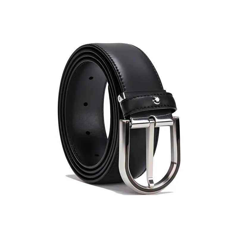 MONTBLANC Leather Belts Men's Black Width 3.5cm-1