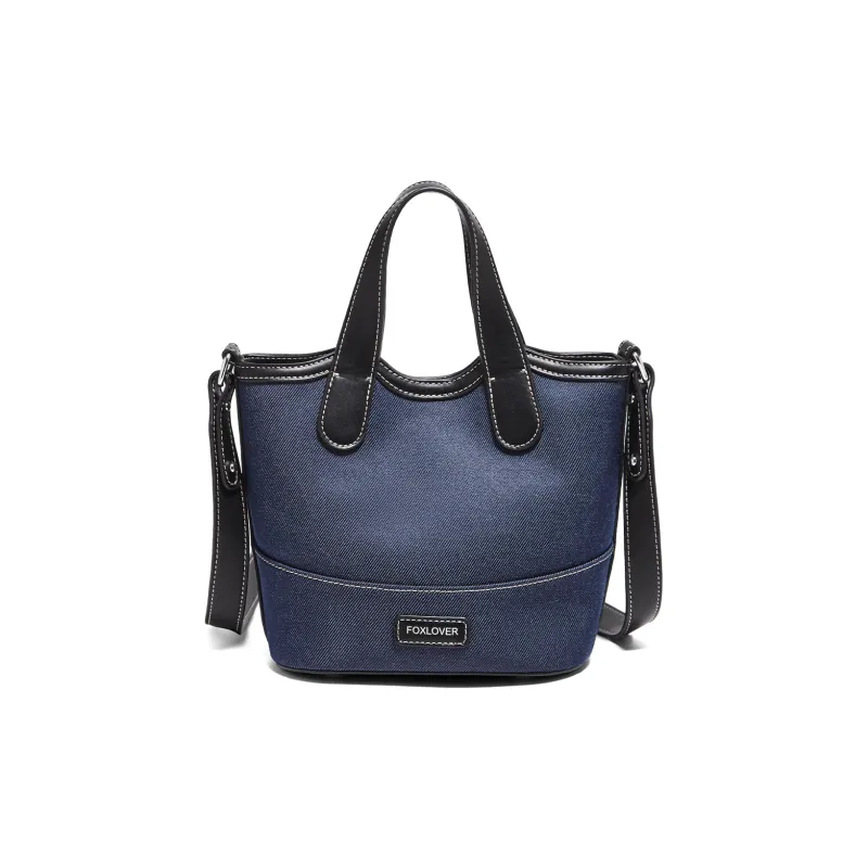 FOXER Fabric, Synthetic Leather Shoulder Bag, Crossbody Bag, Handbag, Combo Bag Tubas Women's Denim Blue-2