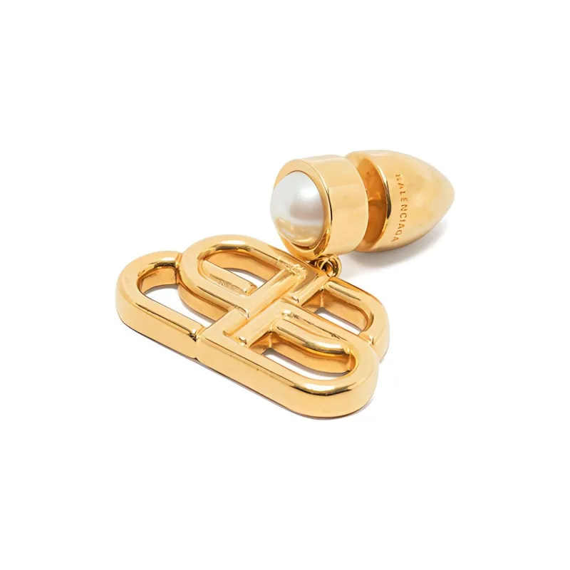 Balenciaga Pearl Gold Earrings Women's Gold-2