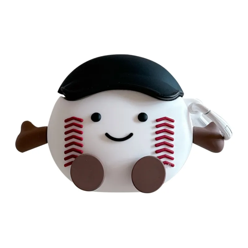 CHRROTA Compatibility With Apple AirPods 4 Silicone Cartoon Black Baseball Cap Headphone Cases-0