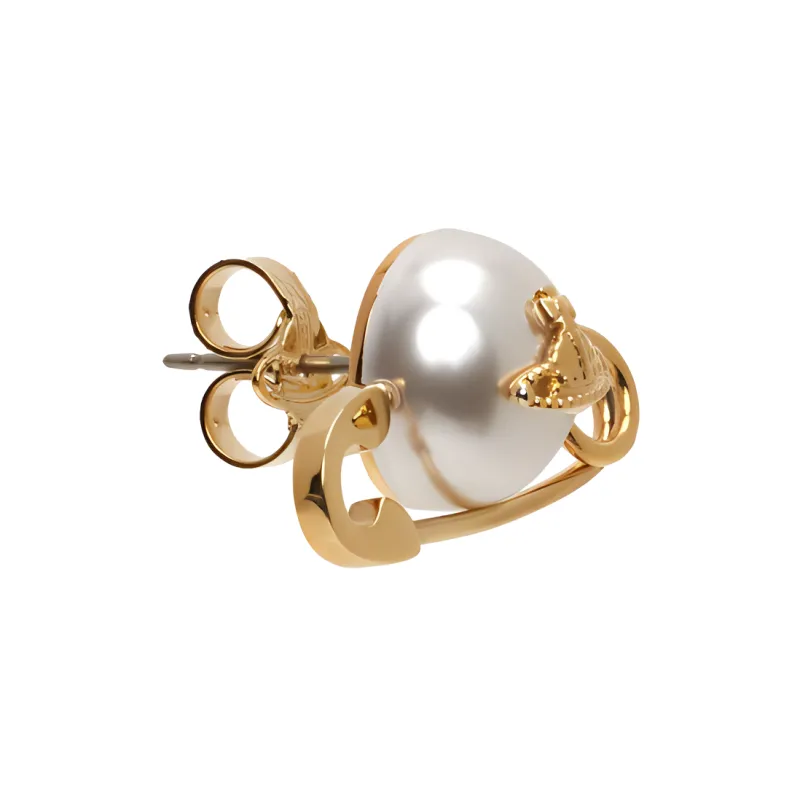 Vivienne Westwood Brass, Artificial Pearl, Metal Stud Earrings Women's Gold-1
