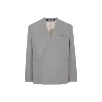 Jacquemus La Veste Cuadrada Business Suits Coats Men's Gray