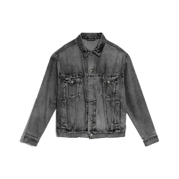 Balenciaga Denim Jackets Men Dark Gray