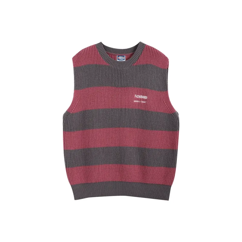 F426 Vests Unisex Red Gray Stripes-0