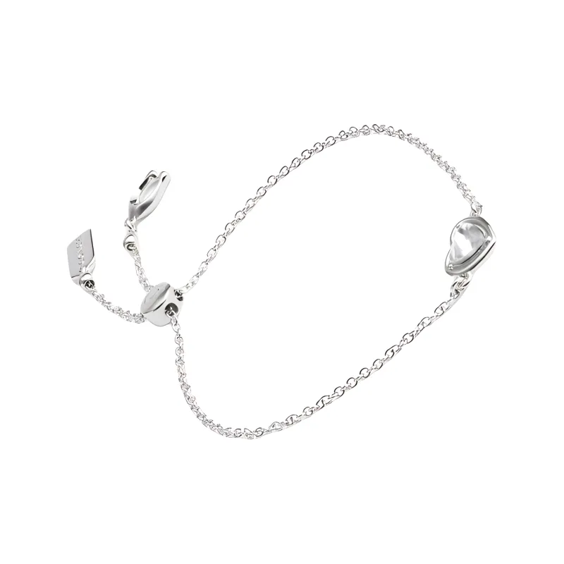 COACH Brass Plated, Glass, Cubic Zirconia Bracelets Women's Silver-1