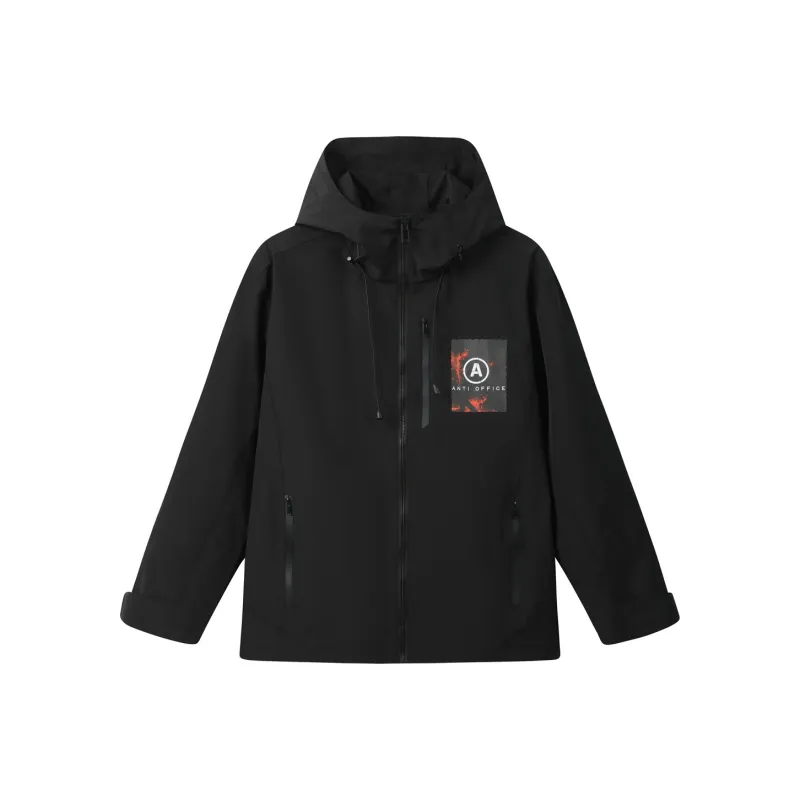 Antioffice Lace-Up Windproof Windbreaker Jacket Men's-0