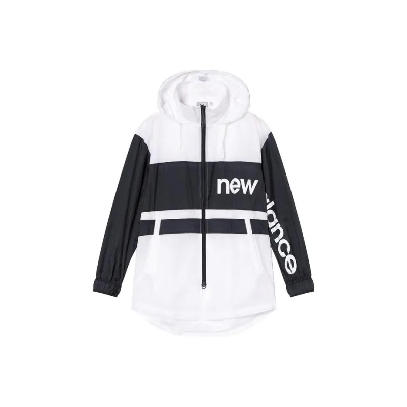 New Balance Windproof Breathable Wear Resistant Windbreaker Jacket Unisex Black White-0