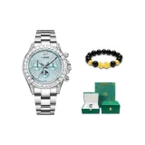Full Rhinestones Ice Blue Dial Silver Case