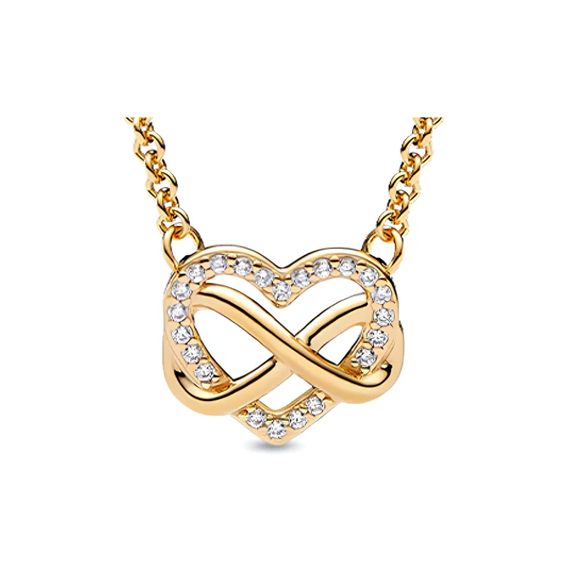 Pandora Synthetic Cubic Zirconia Necklaces Women's Gold-1