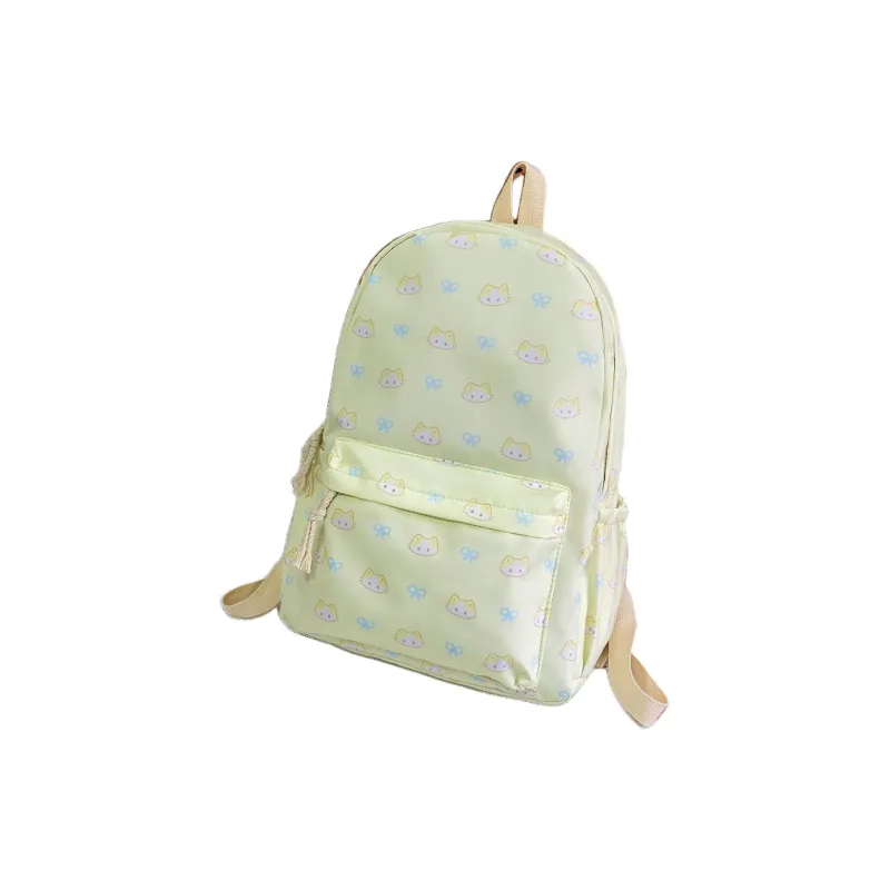 MOK Nylon Backpack Women's White Star/Blue Kitten/Yellow Kitten-11