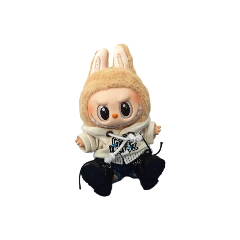 Modified Baby POP MART Maillard Style Set Eye Babble Plush Confirmed Style Hang Tag Box Labubu Vinyl Sitting Party 15cm-1