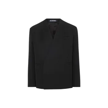 Jacquemus Collarless Blazer Business Suit Men's Black