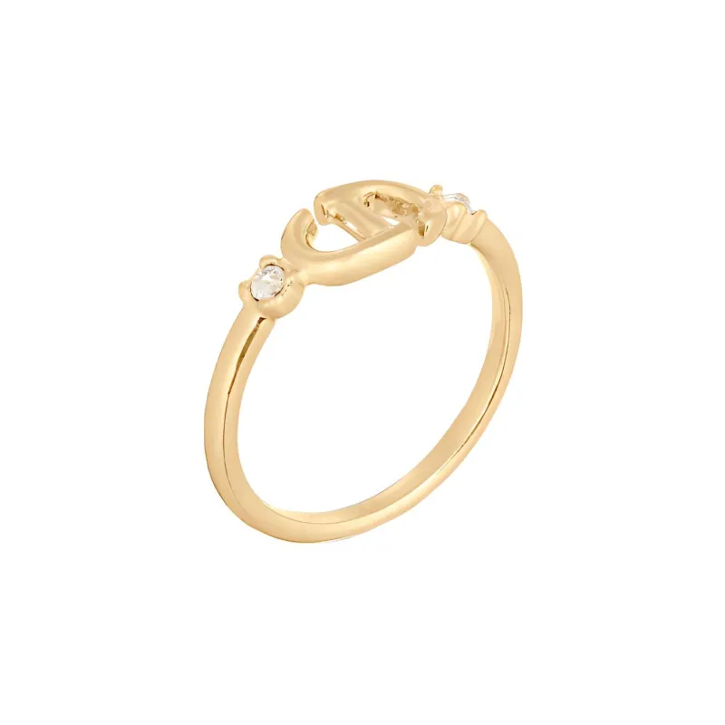 DIOR Faux Crystal Rings Women's Gold-3