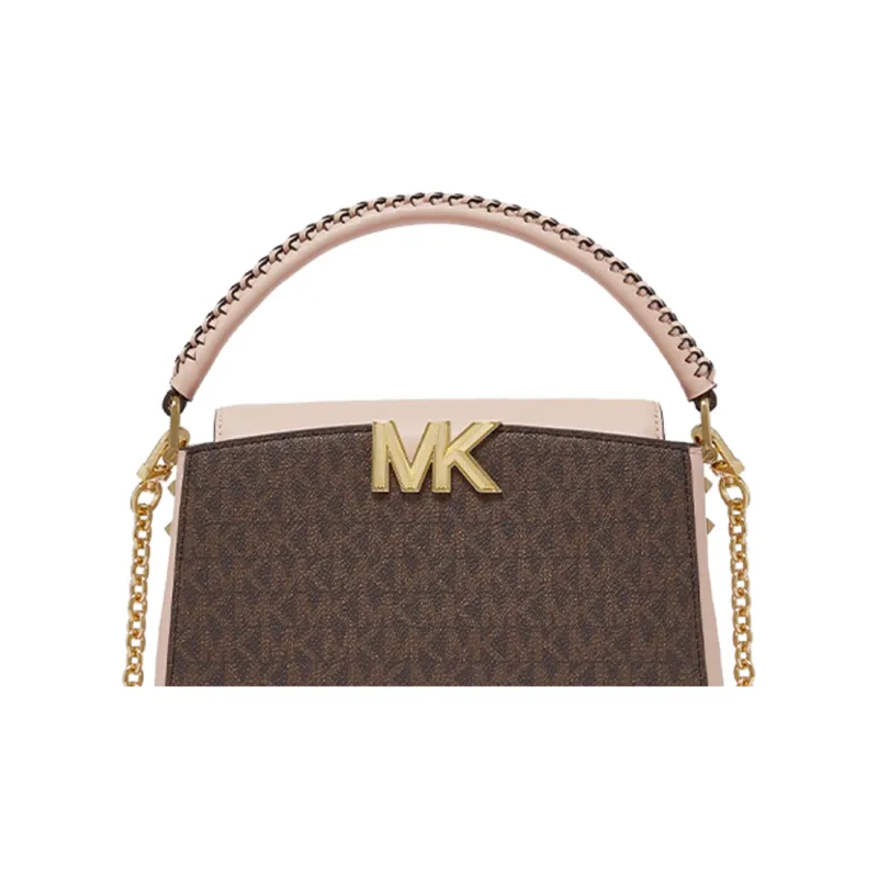 MICHAEL KORS Karlie Leather Crossbody Bags Shoulder Bags Handbags Small Size Women's Dark Brown/Beige Pink-4