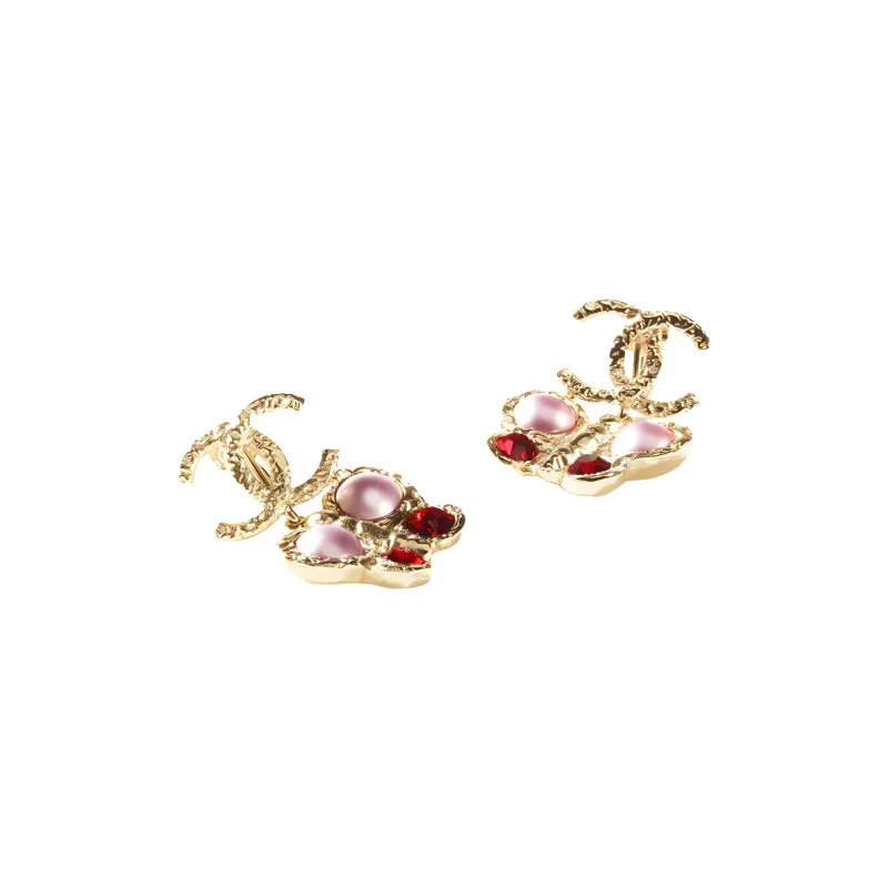 CHANEL Earrings Women's Gold/Pink-2