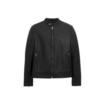 COACH Leather Racer Jackets Coats Men's Black
