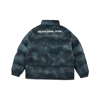 FPA Camouflage Letters Stand Collar Loose Fit Thickened Puffer Jacket Unisex