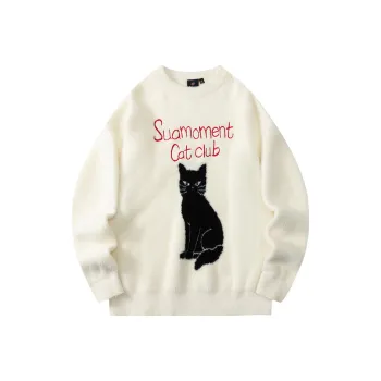 Suamoment Sweater Effortless Style Casual Loose Fit Couple Knitwear Unisex