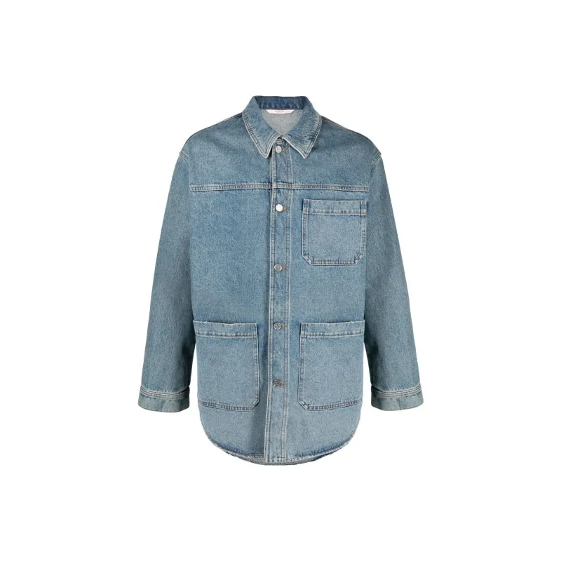 Valentino Denim Jackets Men Blue-0