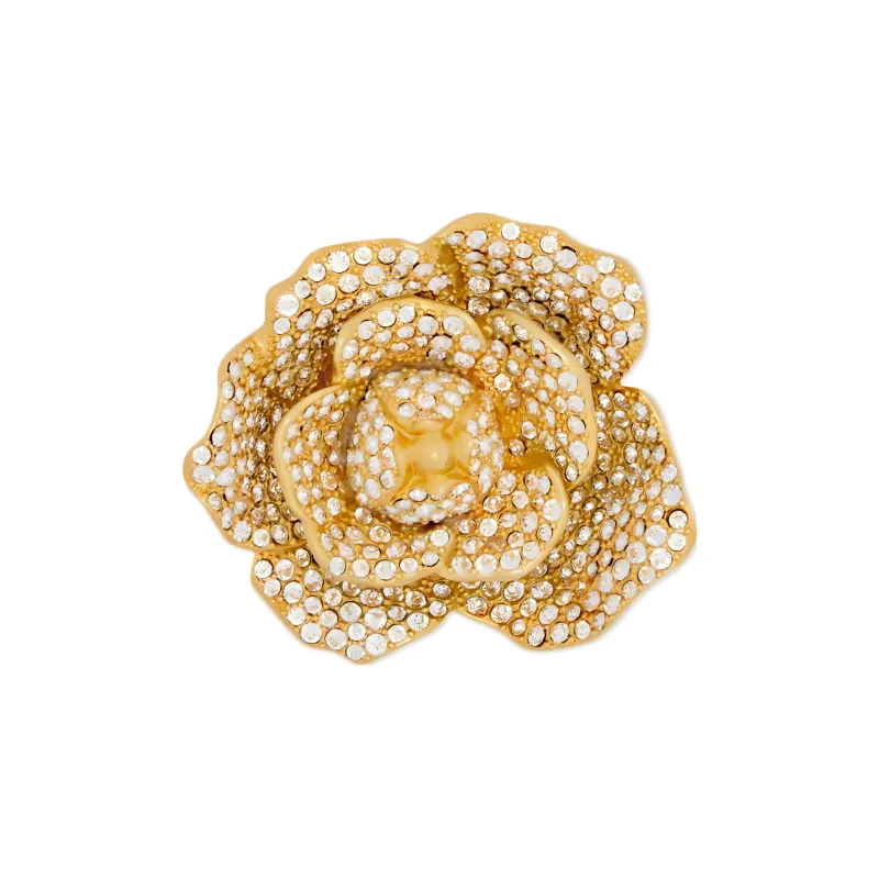 Oscar De La Renta Gardenia Pavé-setting Brooch-1