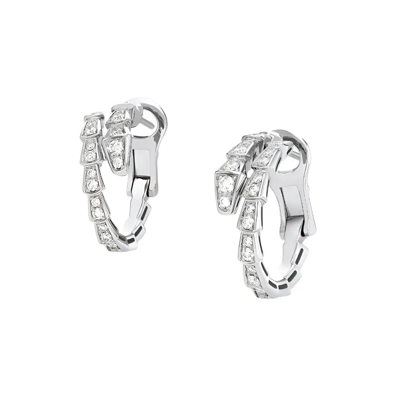 BVLGARI Serpenti Series Earrings Women's White-1