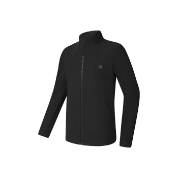 FILA Knitted Fabric Long Sleeved Coat Men's Pitch Black