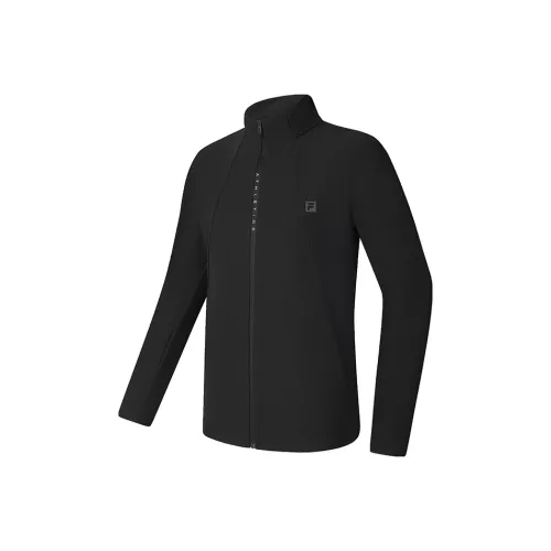 FILA Knitted Fabric Long Sleeved Coat Men's Pitch Black