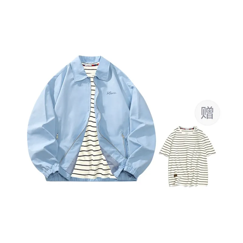 OGEK Jackets Coats Unisex Black Comes With White Stripes Short Sleeved Shirt-7