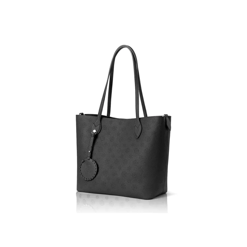 ROBERTA DI CAMERINO Cow Leather Tote Bag, Shoulder Bag Large Size Women's Classic Black/Elephant Gray-1