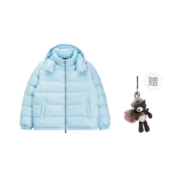 Ed Hardy Down Jacket Men's Baby Blue With A Complimentary YSL Black Opium Fragrance Pendant