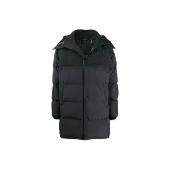 Moose Knuckles Solid Color Hooded Down Jacket Men's Black